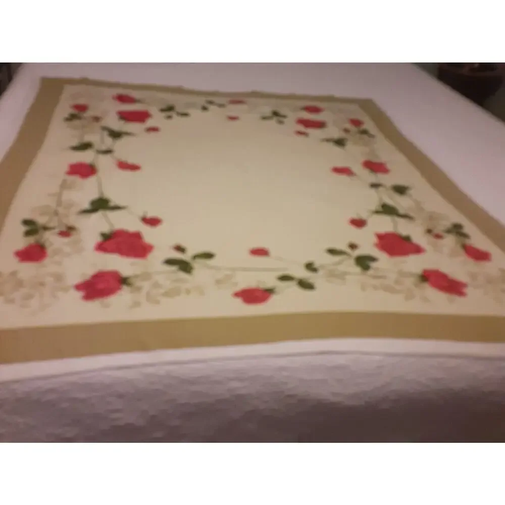 Vintage Rose Tablecloth Fine Quality 50x57 Romantic Versatile NOTE